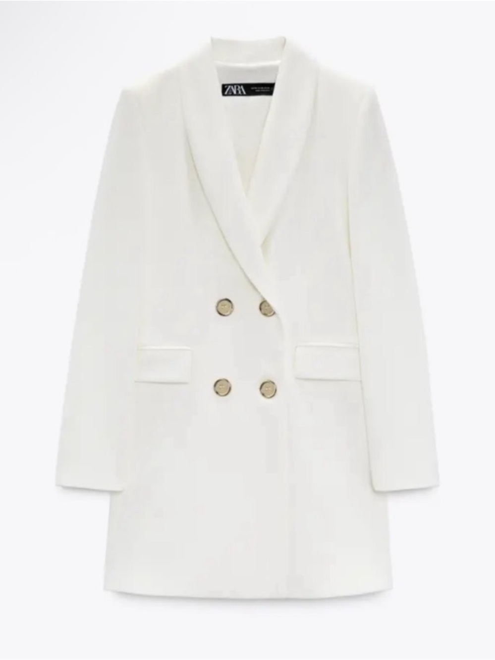 ZARA Oyster White Double Breasted Blazer Gold Button | Coastal Chic Preppy XXL